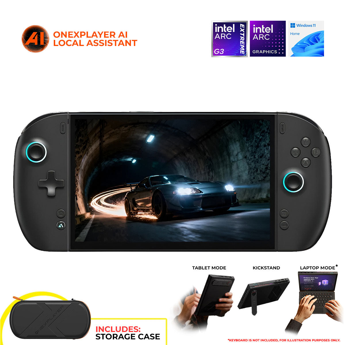 OneXPlayer 3 Intel Arc G3 Extreme 8.8" (1920X1200) AMOLED Display 144Hz 32GB LPDDR5X 8533MT/s 1TB M.2 2280 PCIe 4.0x4 SSD Windows 11 3-in-1 Handheld Console + Storage Case