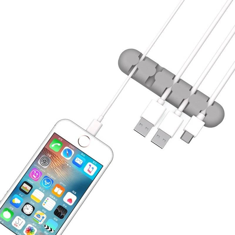 Orico CBS5 5-Slots Soft Silicone Self-Adhesive Desk Cable Manager (Grey)