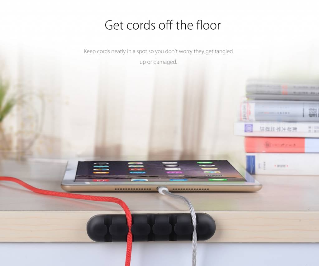 Orico CBS5 5-Slots Soft Silicone Self-Adhesive Desk Cable Manager (Black)