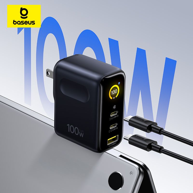 Baseus PicoGo AE21 Digital Display Fast Charger 2C+U 100W includes Mini White Cable Type-C to Type-C