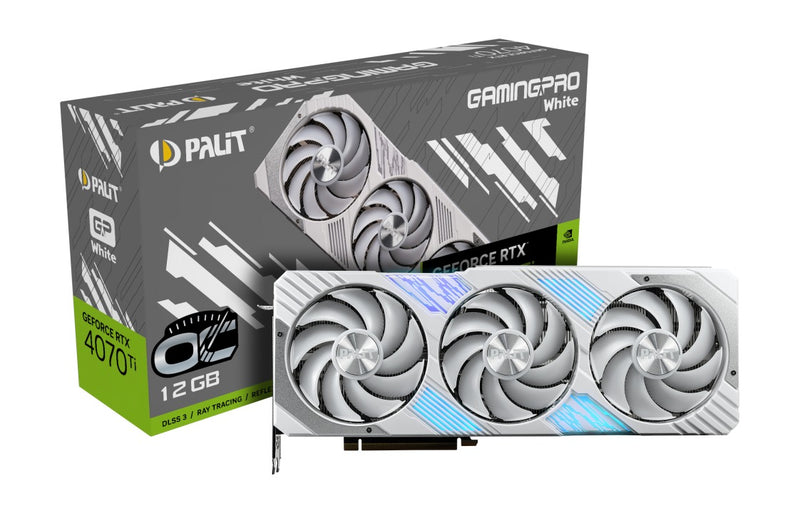 Palit GeForce RTX 4070 TI GamingPro OC 12GB GDDR6X 192Bit 3-DP HDMI Graphics Card (White)