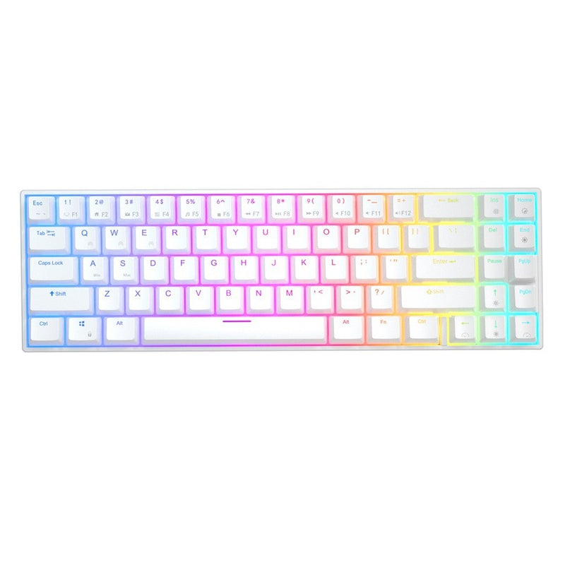 ROYAL KLUDGE RK71 DUAL-MODE RGB 71 KEYS HOT SWAPPABLE MECHANICAL KEYBOARD WHITE (BLUE SWITCH) - DataBlitz