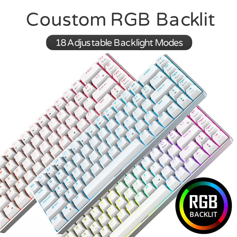 Royal Kludge RK68PRO Tri-Mode RGB 68 Keys Hot Swappable Mechanical Keyboard White 