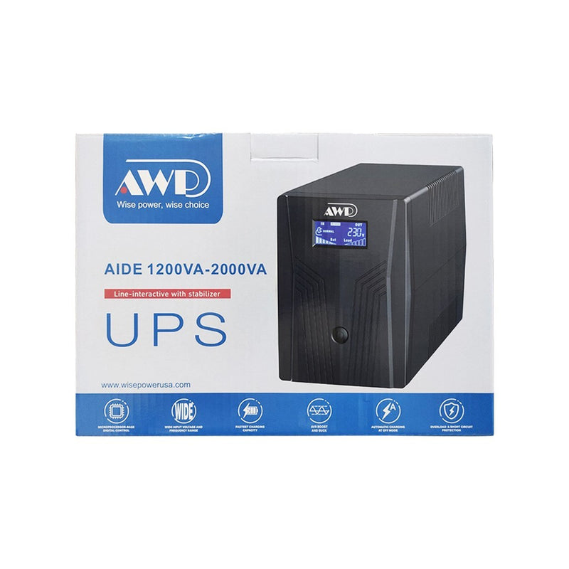 AWP Aide Pro LCD 2000VA 1200W Line-Interactive UPS with Stabilizer