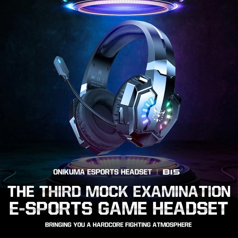 Onikuma B15 RGB Tri-Mode Gaming Headset with Microphone (Black)