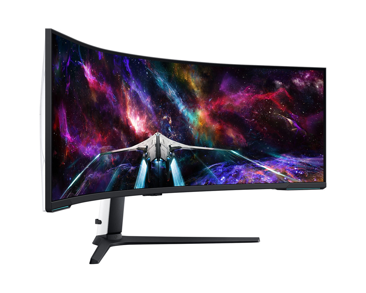 Samsung Odyssey Neo G9 (G95NC) LS57CG952NEXXP 57" 240Hz 1ms GTG 7680x2160 Dual UHD Quantum Mini-LED HDR 1000 Swivel, Tilt, Height-Adjust Curved Gaming Monitor (White) + Samsung HW-B550 Soundbar Bundle (White)
