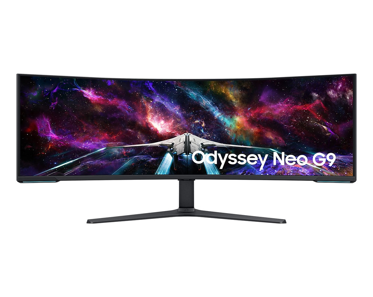 Samsung Odyssey Neo G9 (G95NC) LS57CG952NEXXP 57" 240Hz 1ms GTG 7680x2160 Dual UHD Quantum Mini-LED HDR 1000 Swivel, Tilt, Height-Adjust Curved Gaming Monitor (White) + Samsung HW-B550 Soundbar Bundle (White)
