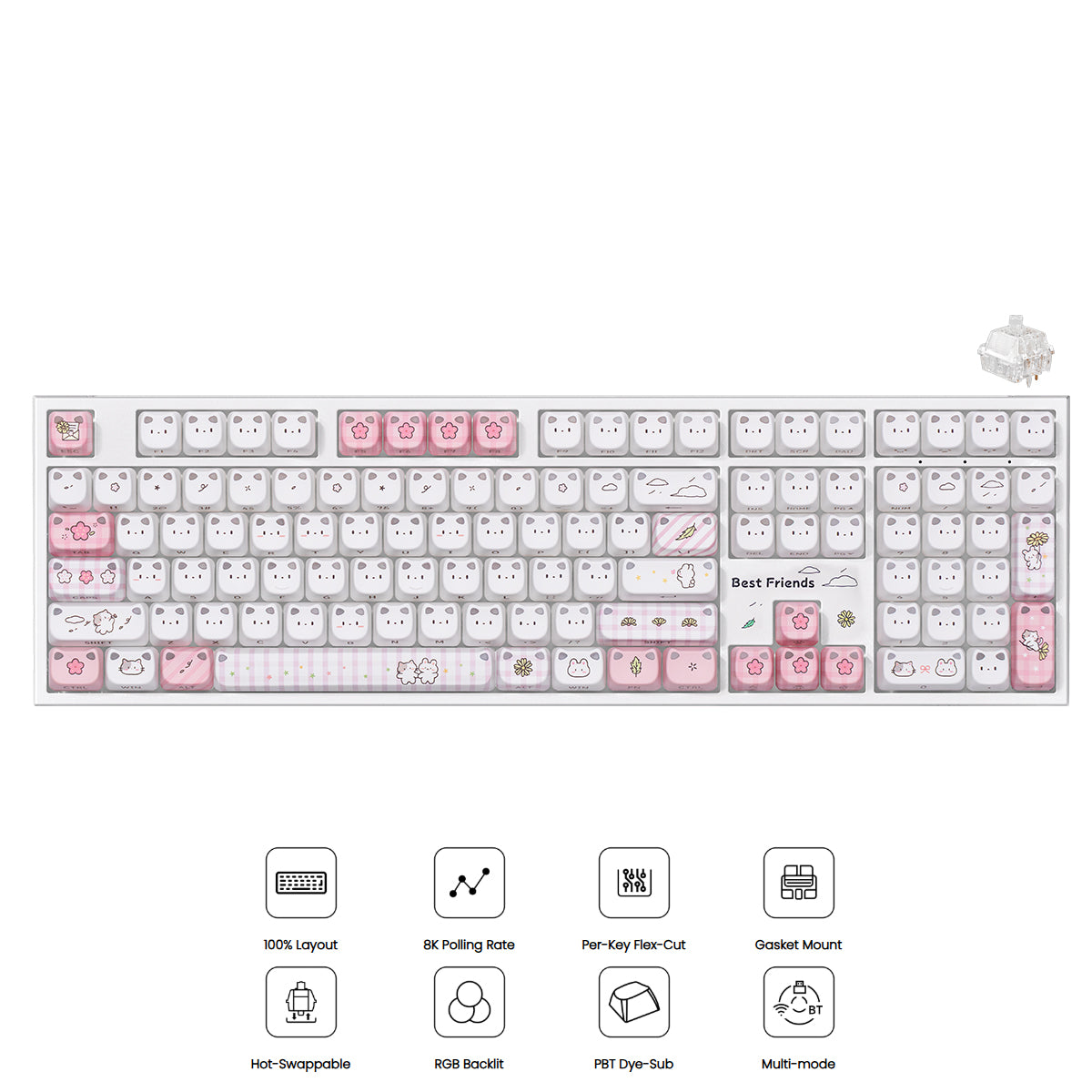 Akko Shiny Kitten 5108 V5 RGB Mechanical Keyboard (Pink)