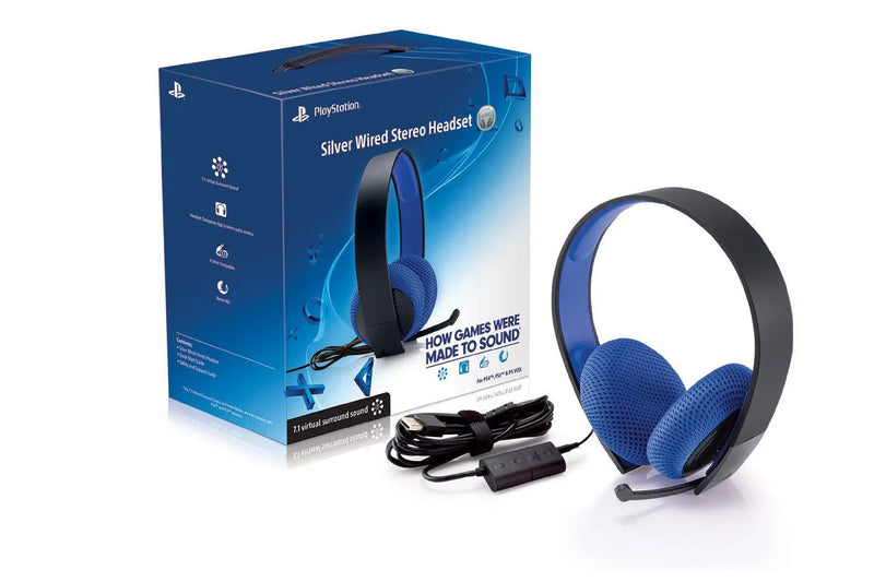 PS4 SONY SILVER WIRED HEADSET (7.1 VIRTUAL SURROUND SOUND)