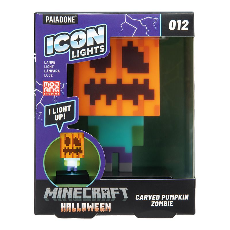 Paladone Minecraft Halloween Carved Pumpkin Zombie Icon Lights