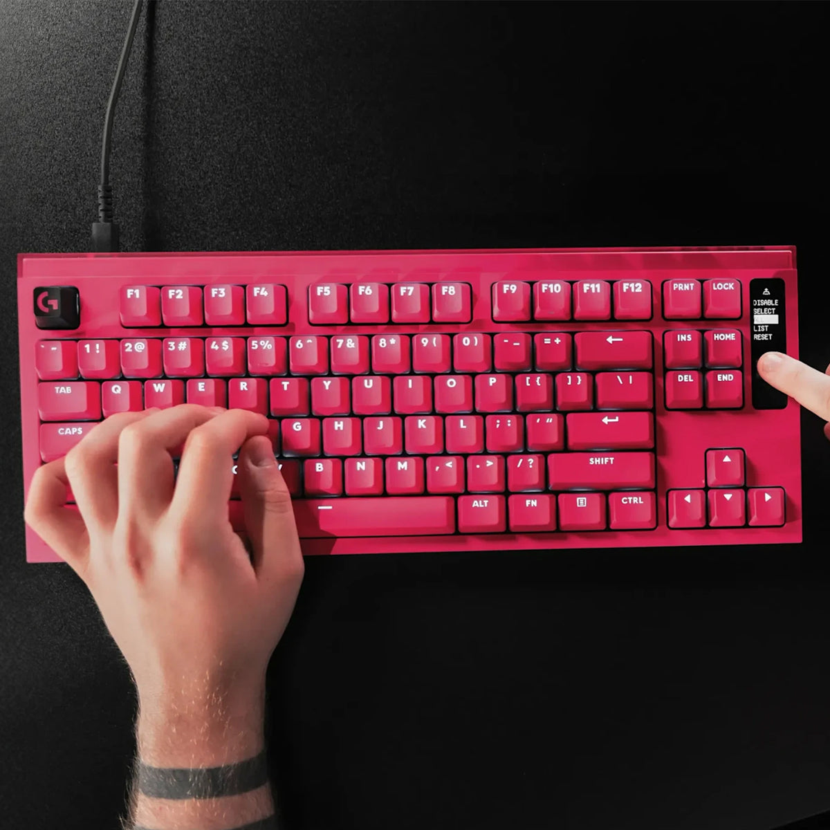 Logitech Pro X2 Rapid 8K Wired TKL Analog Gaming Keyboard With OLED (Pink) (920-014114)