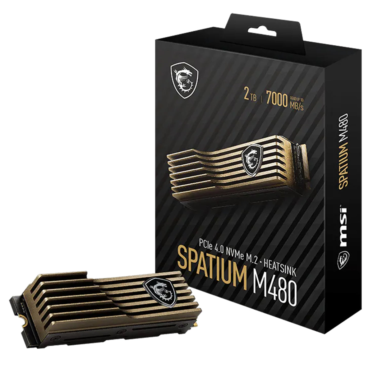 MSI Spatium M480 with Heatsink 2TB M.2 2280 7000MB/s Read PCIe 4.0 x4 NVMe SSD
