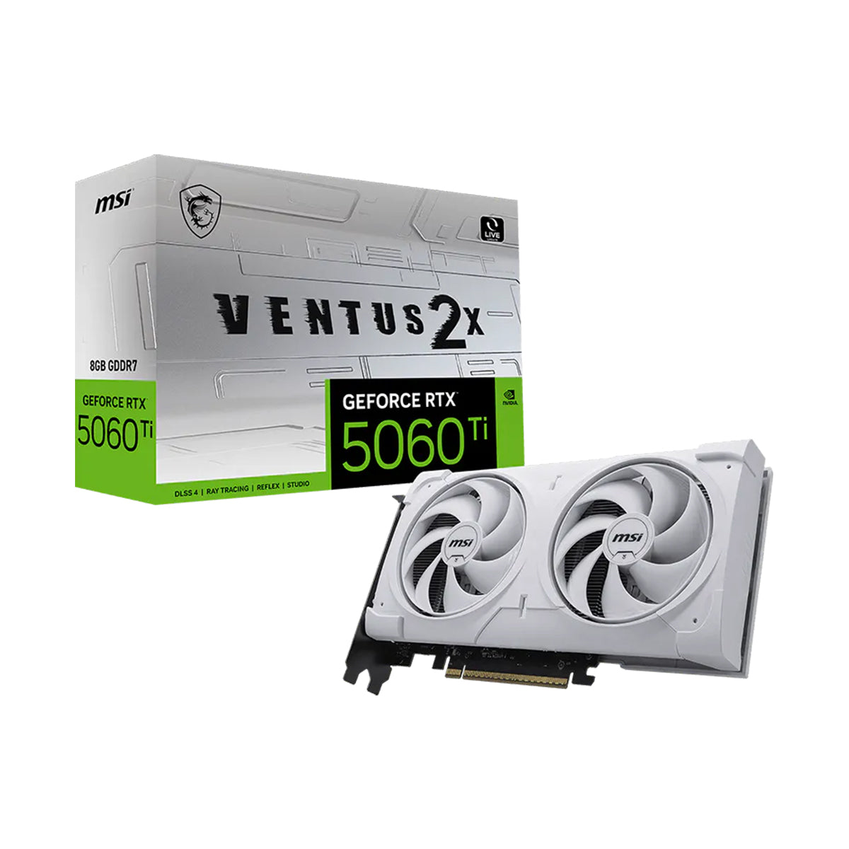 MSI GeForce RTX 5060 Ti 8GB Ventus 2X OC Plus GDDR7 Graphics Card (White)