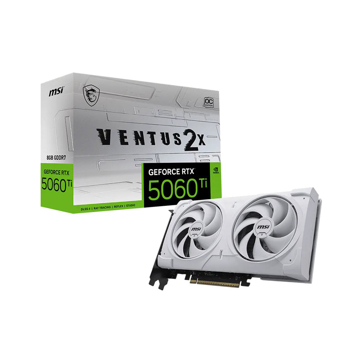 MSI GeForce RTX 5060 Ti 8GB Ventus 2X OC Plus GDDR7 Graphics Card (White)