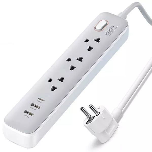 UGreen 30W 3 AC Power Strip With Master Switch 2A1C (White) (CD286/15143)