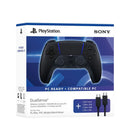 PS5 DualSense Wireless Controller Midnight Black + USB Cable for PC