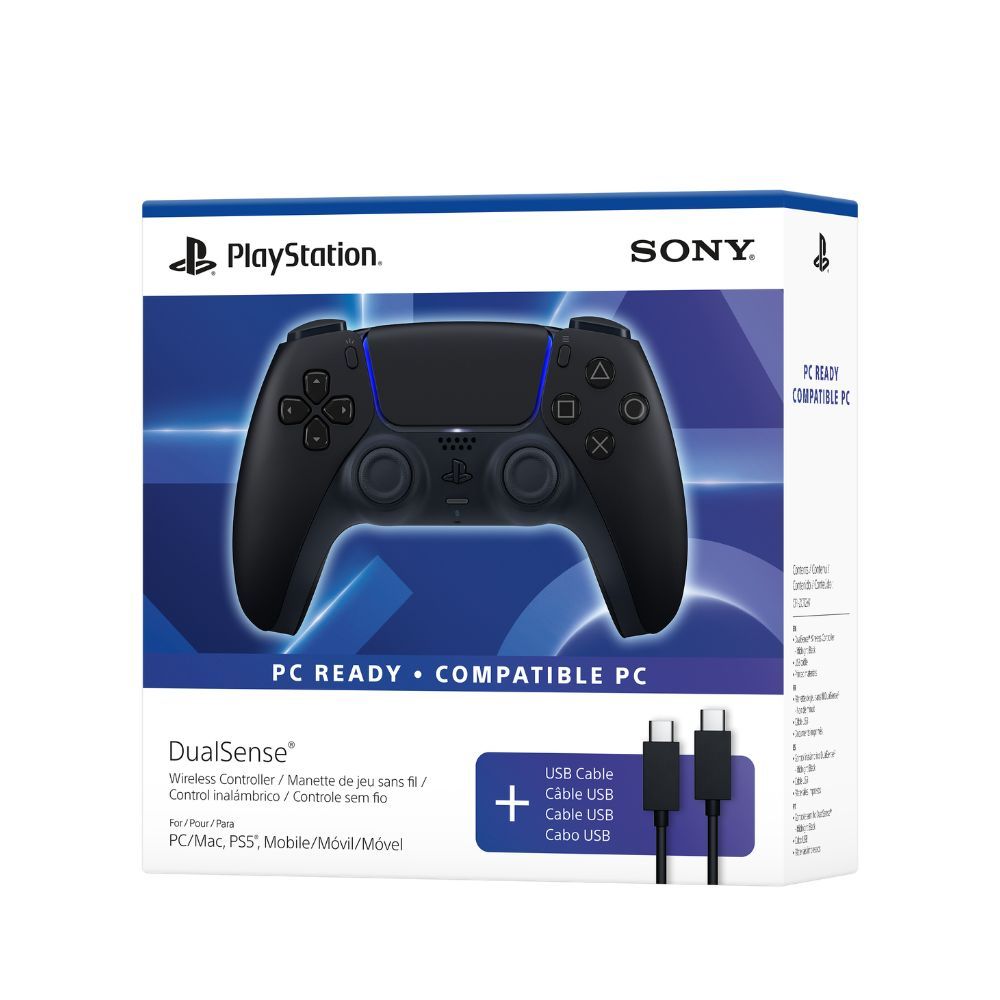 PS5 DualSense Wireless Controller Midnight Black + USB Cable for PC