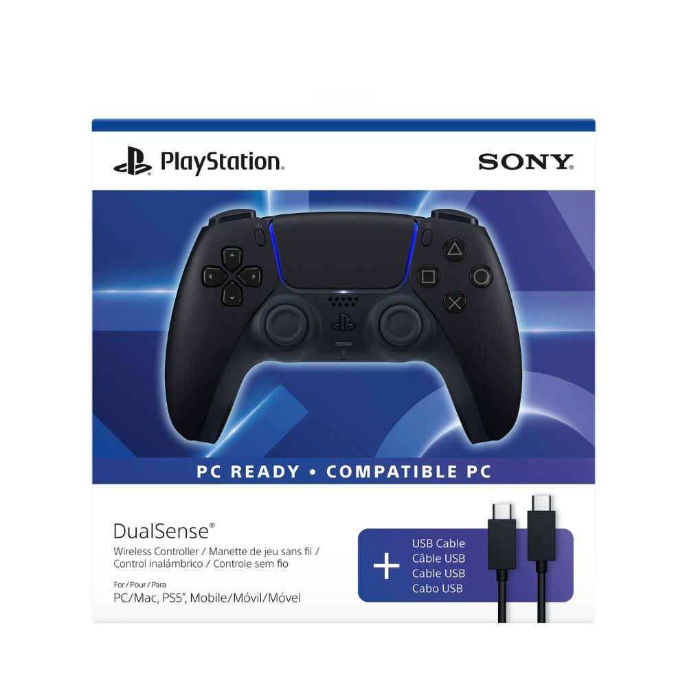 PS5 DualSense Wireless Controller Midnight Black + USB Cable for PC