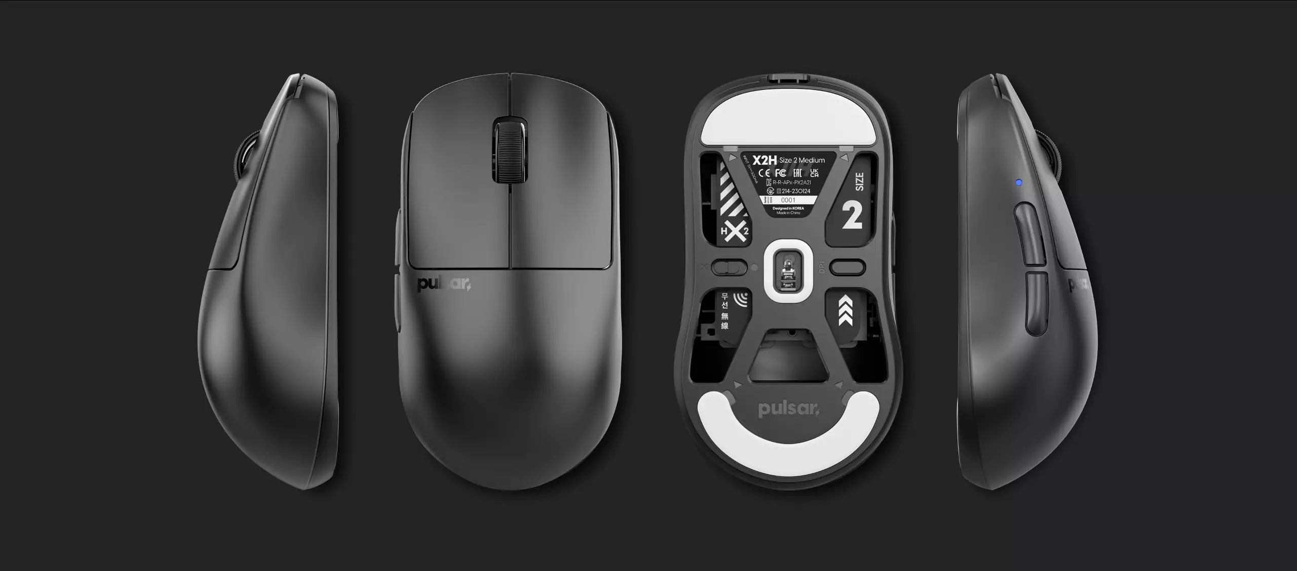 Pulsar X2H Ultralight Wireless Symmetrical eSports Mouse Size 2 (Black)  (PX2H21)