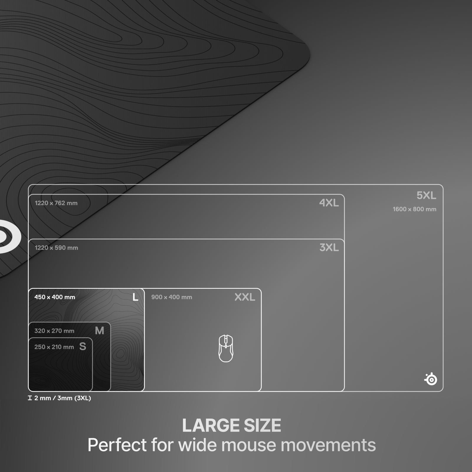 Steelseries QCK Cloth Mousepad (Topographic) (L, XXL) (63473, 63471)