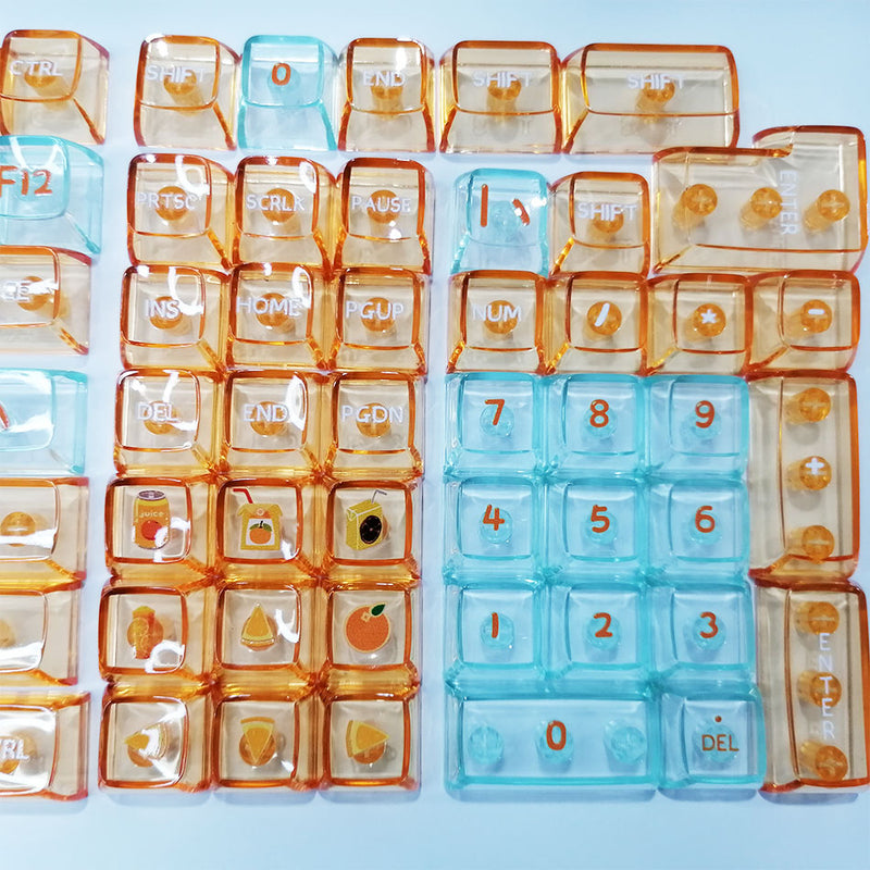 Royal Kludge CBSA-5 132 Keys Plastic Transparent Profile Keycaps Fullset (Vibrant Orange)