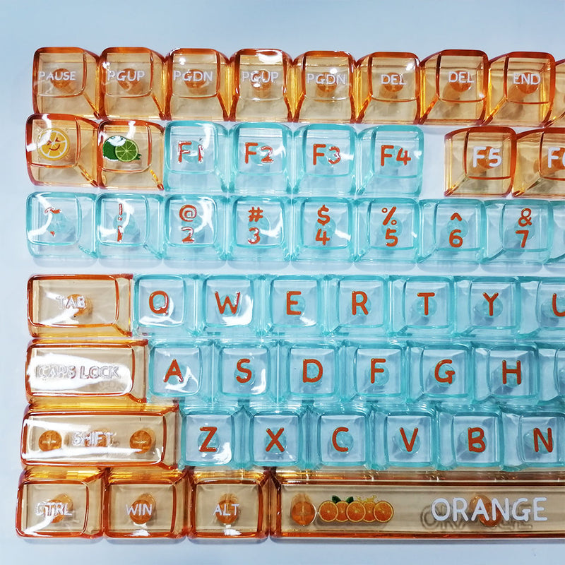 Royal Kludge CBSA-5 132 Keys Plastic Transparent Profile Keycaps Fullset (Vibrant Orange)