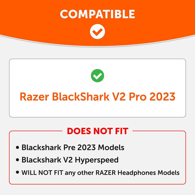 Wicked Cushions Razer Blackshark V2 Pro Earpads - WC FreeZe Cooling Gel (2023 Model) (Black)