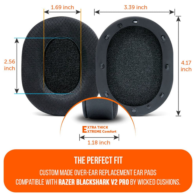 Wicked Cushions WC FreeZe Hybrid - Replacement Ear Pads Razer Blackshark V2 Pro (Black, Geo Grey, Red Camo, 90s Black) (BKSHARKFR-B, BKSHARKFR-GG, BKSHARKFR-RC, BKSHARKFR-90B)