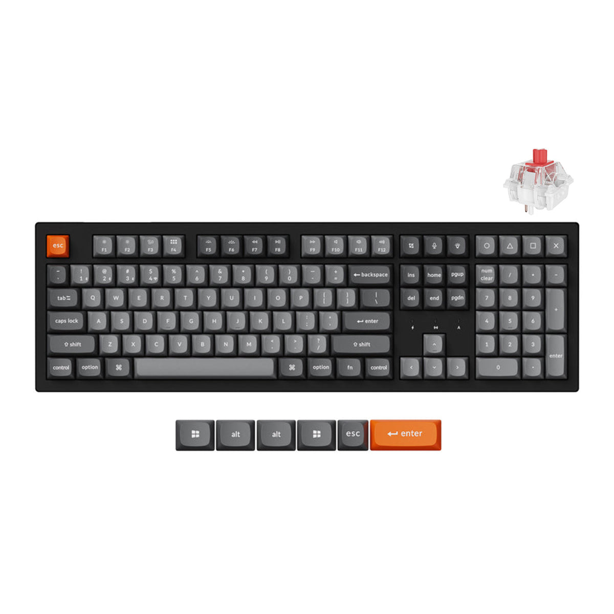 Keychron K10 Max QMK Fully Assembled RGB Backlight Full-Size Wireless Mechanical Keyboard Black (Super Banana Switch, Super Red Switch) (K10M-B4, K10M-B1)