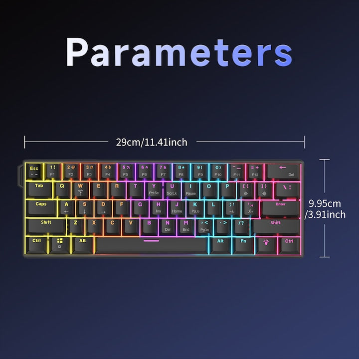 Ajazz NK61 Mixed Light 61 Keys Wired Hot-Swappable Mechanical Keyboard