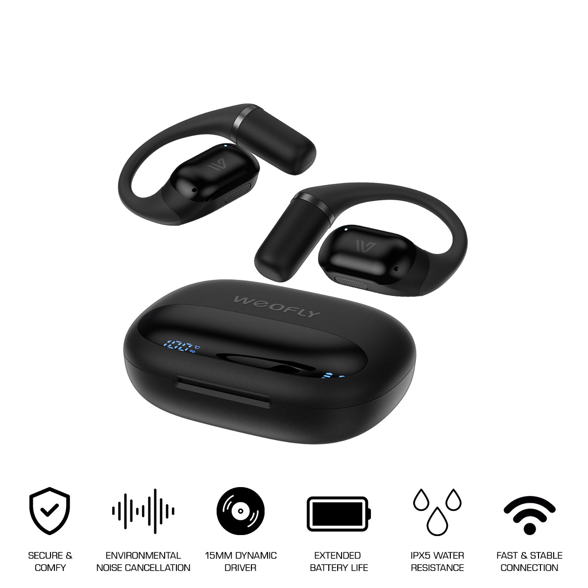 Weofly OutFits 2 Open-ear Earbuds (Black) (WFOF458BL)
