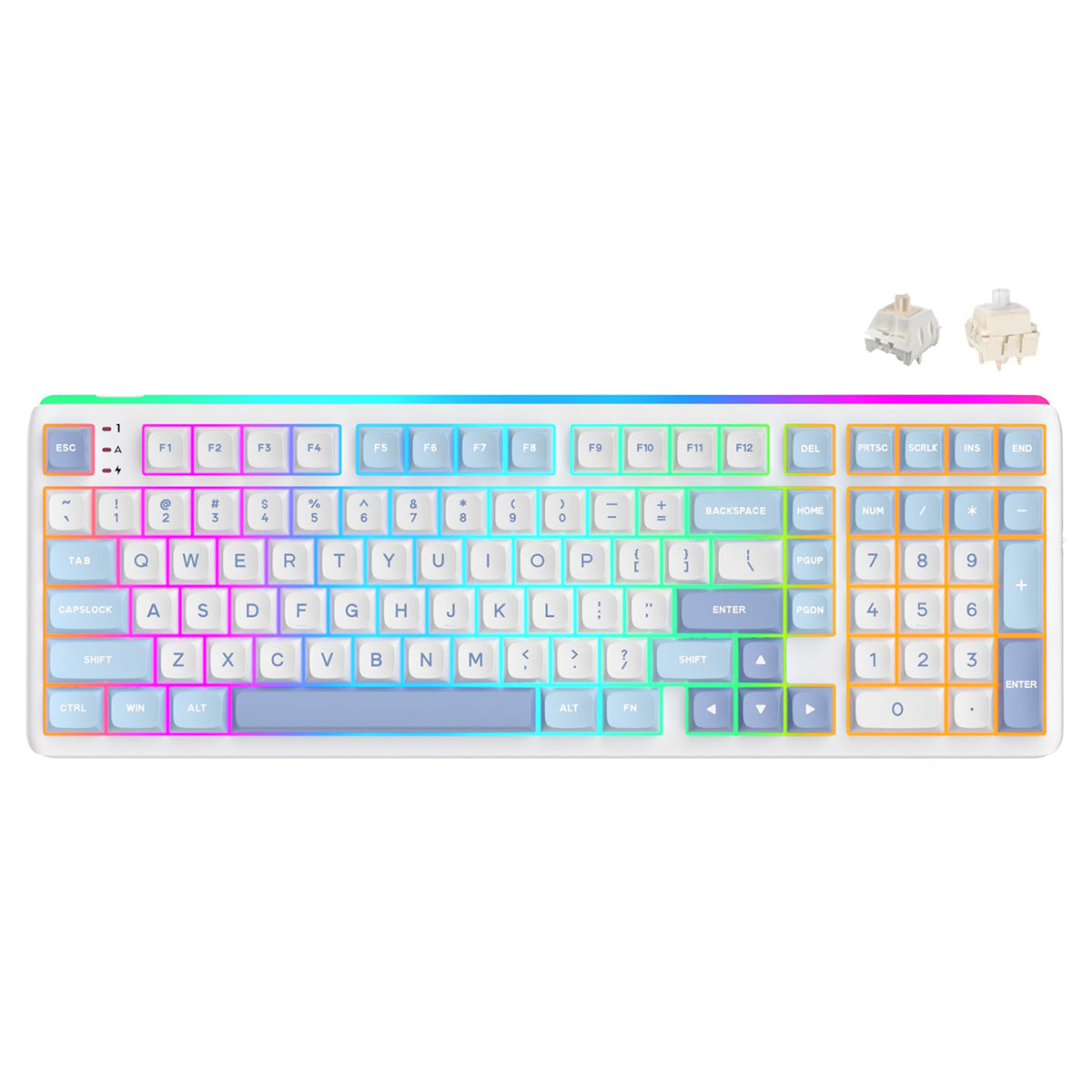 Royal Kludge RK R99 Tri-Mode RGB 101 Keys Hot-Swappable Mechanical Keyboard Rhythm Blue