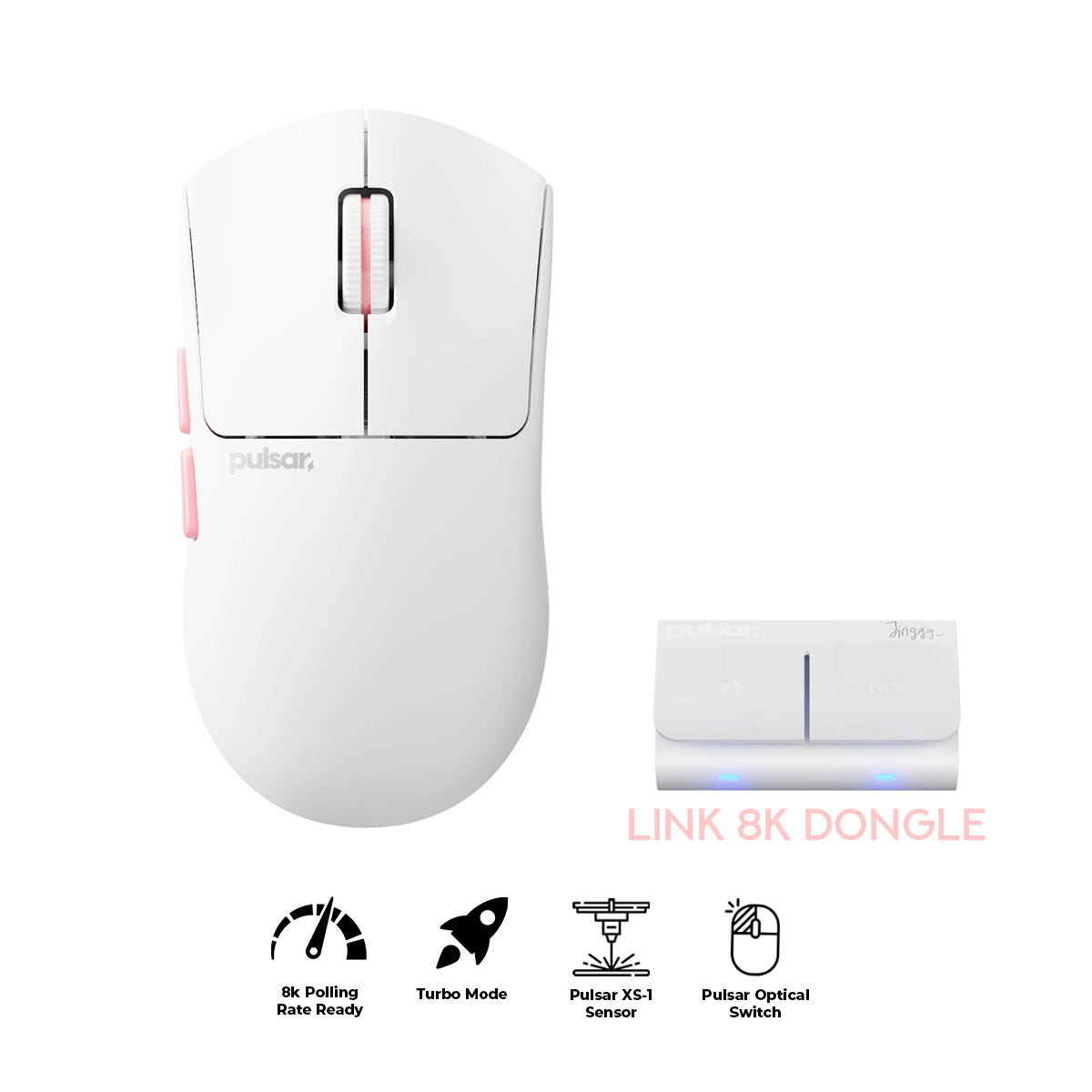 Pulsar Pro Series Jinggg-X eSports Wireless Gaming Mouse (White) (PJGX21)
