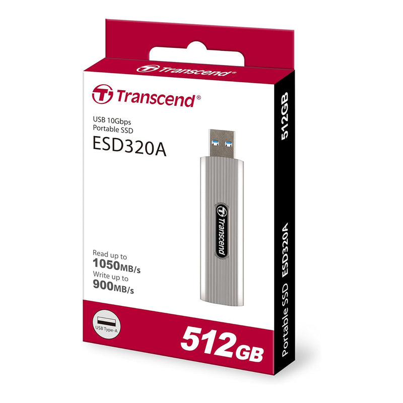 Transcend ESD320A 512GB Dual USB 10Gbps Read up to 1050MB/s Type-A Portable SSD (TS512GESD320A)