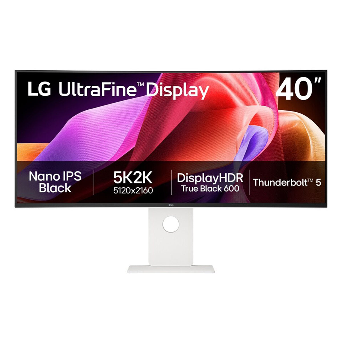 LG UltraFine 40U990A-W 5K2K 40" WUHD (5120x2160) 120Hz 5ms GtG Nano IPS Gaming Monitor with Thunderbolt 5 PD 96W and Height, Tilt & Swivel Adjustment (White)