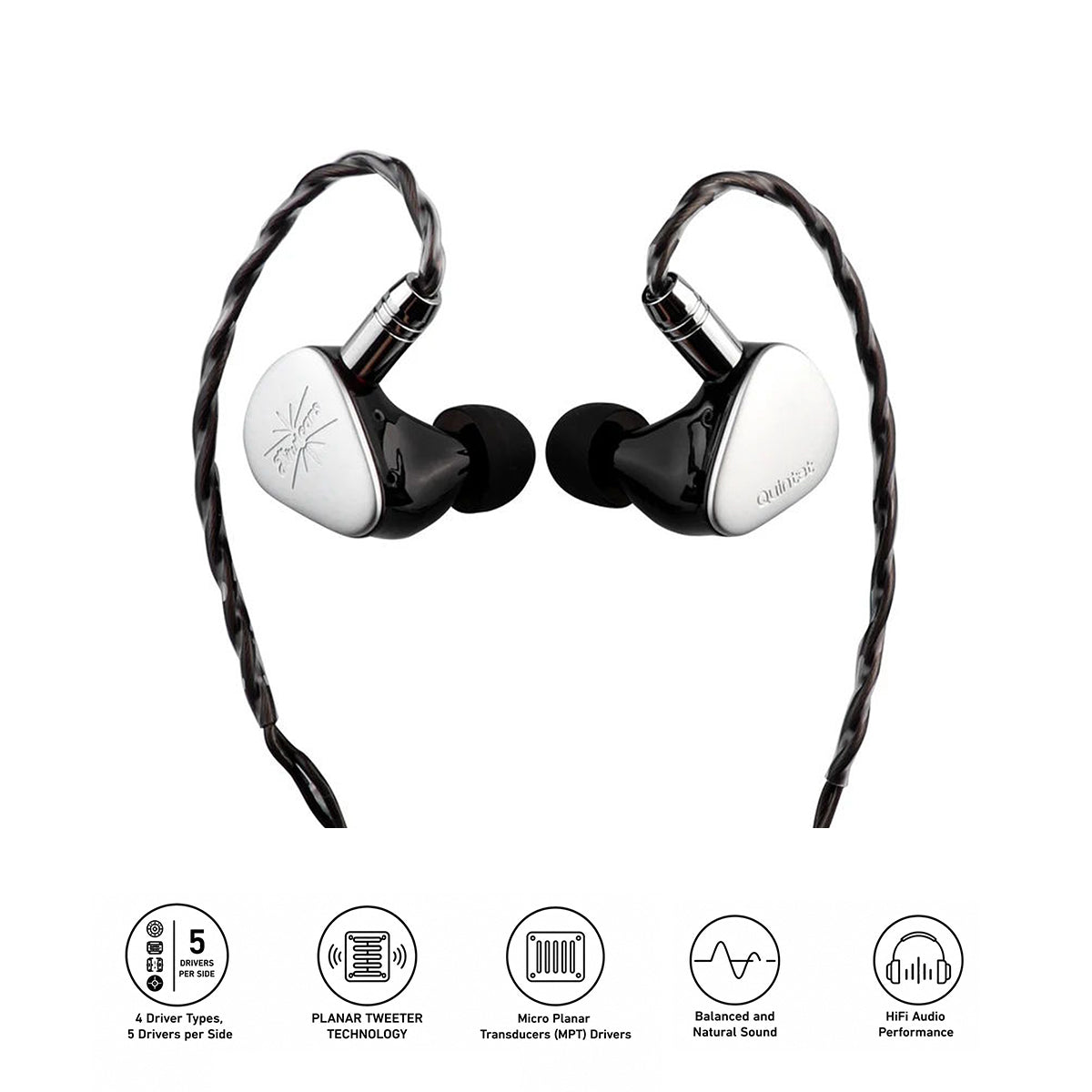 Kiwi Ears Quintet 1DD+2BA+1Planar+1PZT Hybrid IEM