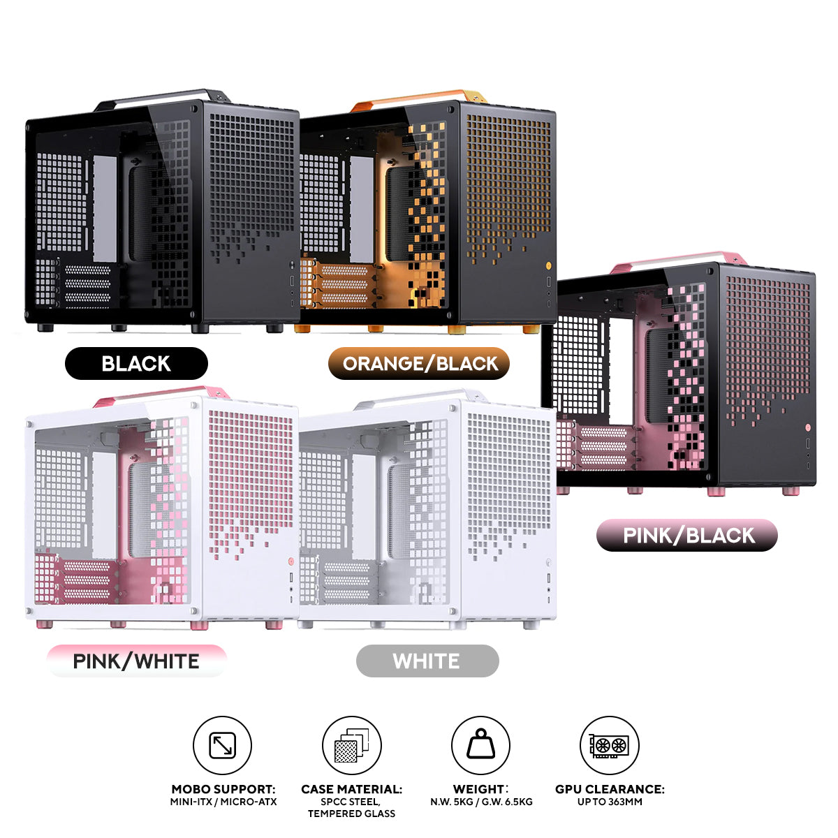 Jonsbo Z20 M-ATX Computer Case (Black, Orange/Black, Pink/White, White)