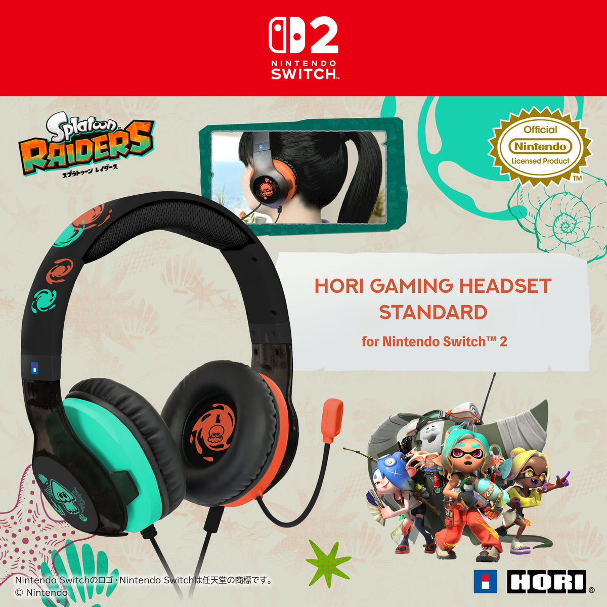 Hori Gaming Headset for Nintendo Switch 2 (Splatoon Raiders) (NSX-240A)