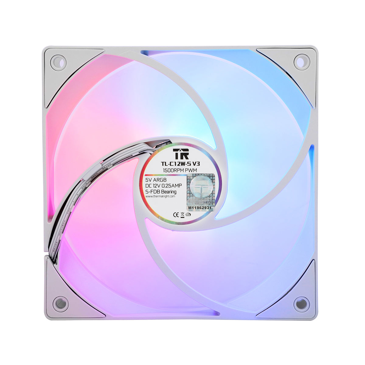 Thermalright TL-C12W-S V3 120MM PWM ARGB CPU Cooling Fan (White)