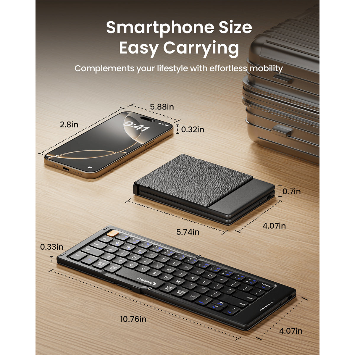 ProtoArc XK04 Foldable Compact Bluetooth Keyboard (Black) (CP015547)