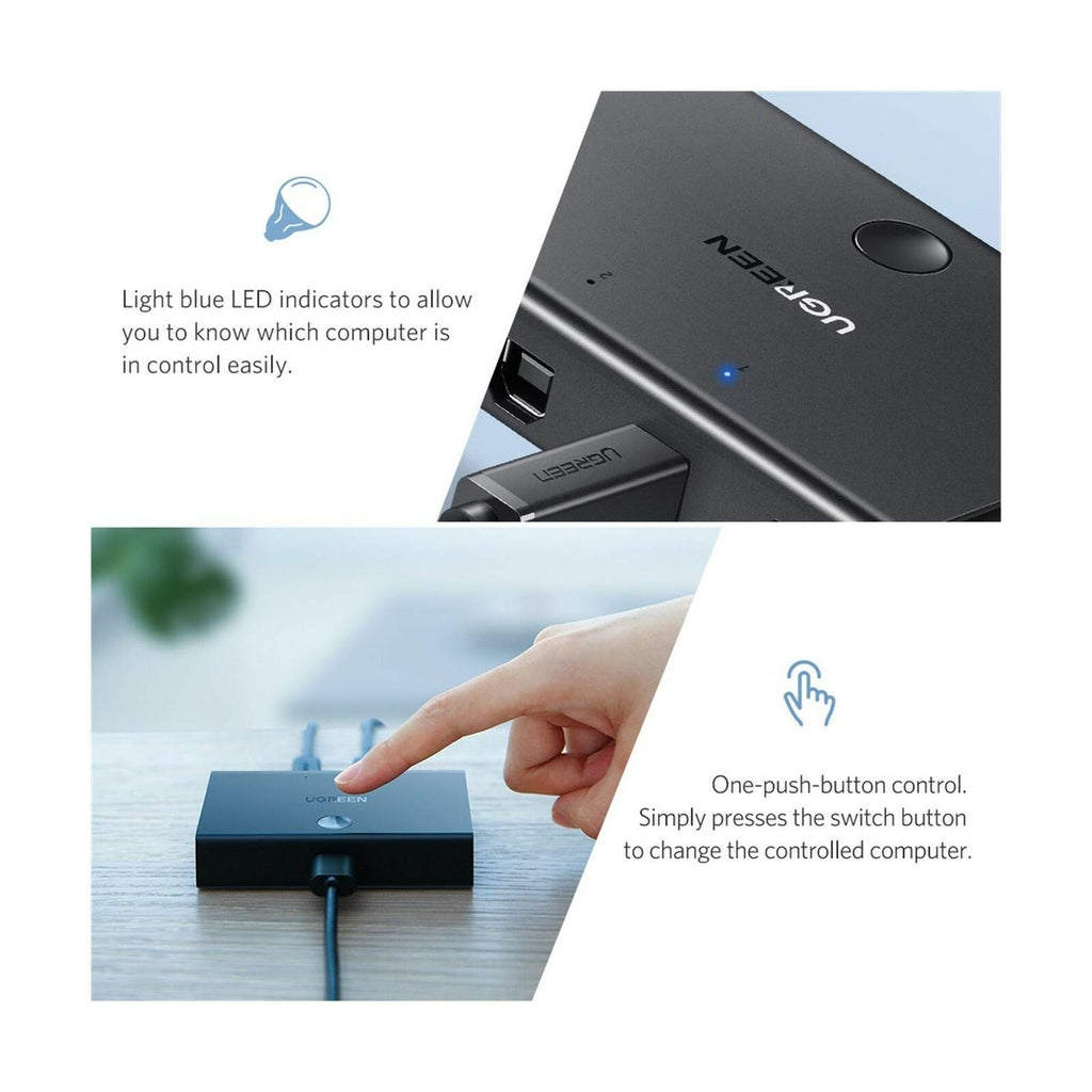 UGreen USB 2.0 2X1 Sharing Switcher (Black) (30345)