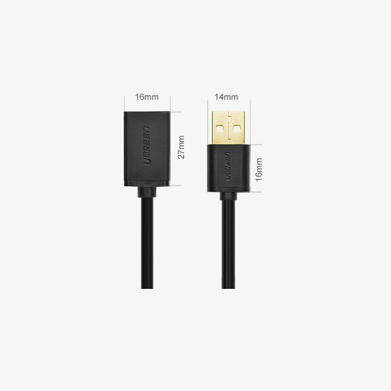 UGreen USB 2.0 A Male To Female Extension Cable - 1m (Black) (US103/10314)