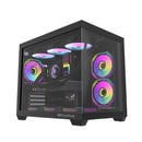DarkFlash C285MP V2 Exquisite mATX PC Case Tempered Glass Panoramic Side Transparent (Black)
