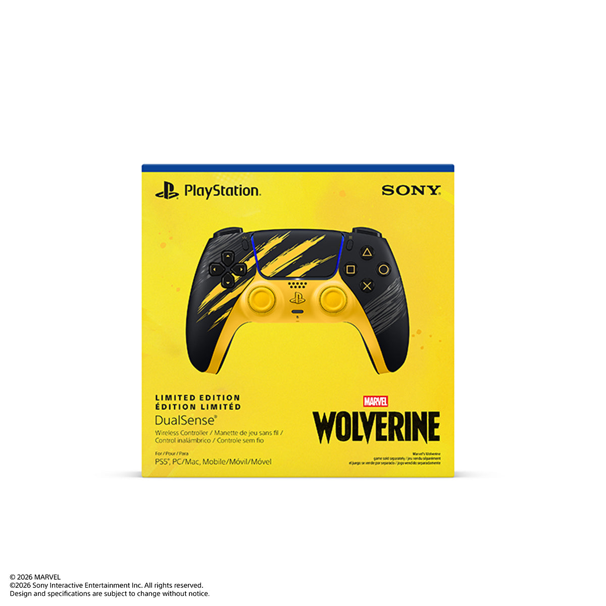 PS5 DualSense Wireless Controller – Marvels Wolverine Battle Yellow Limited Edition 