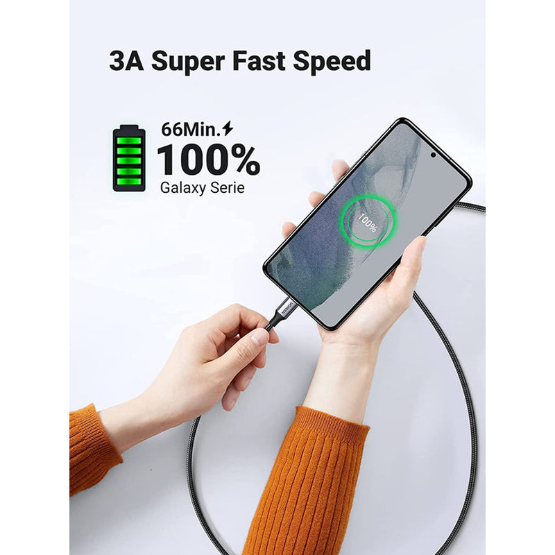 Ugreen USB-C 2.0 Male to USB-C 2.0 Male 3A Data Cable - 0.5m (Gray Black) (US261/50149)