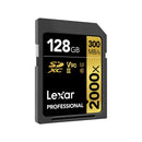 Lexar Professional 2000x 128GB SDXC UHS-II C10 U3 V90 300MB/s Read 260MB/s Write SD Card GOLD Series with Reader (LSD128CB2000R)