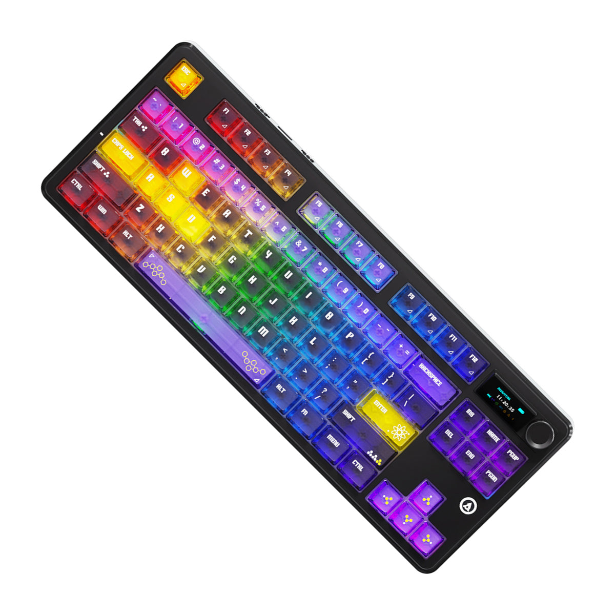 Ajazz MK87 Pro RGB Tri-Mode Mechanical Keyboard (Transparent Yellow-Purple Deep-Purple) (Lichee Switch)