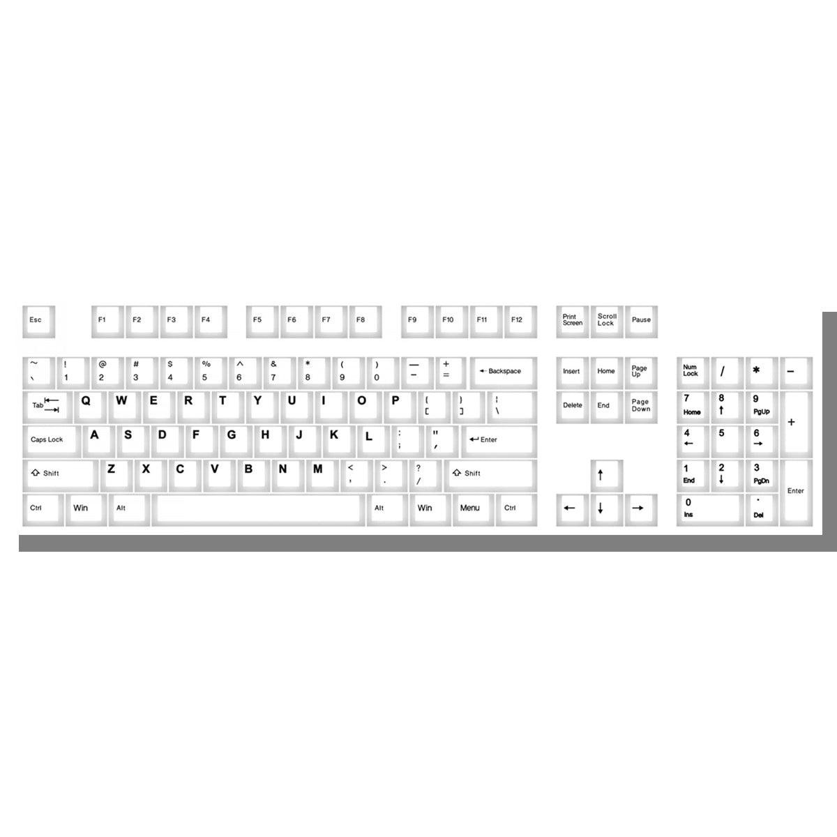 Taihao Double Shot ABS-Cubic Keycaps Set For Cherry MX Switch (130-Keys) (Black On White) (T01WP101)