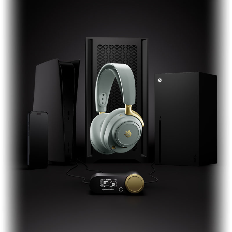 SteelSeries Arctis Nova Elite Hi-Res Wireless Gaming Headset for PC / Playstation / Nintendo Switch / Mobile / Xbox (Obsidian, Sage & Gold)