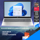HP 15-fc0933AU Laptop (Natural Silver) | 15.6" FHD (1920x1080) IPS | Ryzen 3 7320U | 8GB RAM | 512GB SSD | AMD Radeon Graphics | Windows 11 Home | MS Office Home 2019 + MS 365 Basic + HP Everyday 16" Laptop Briefcase